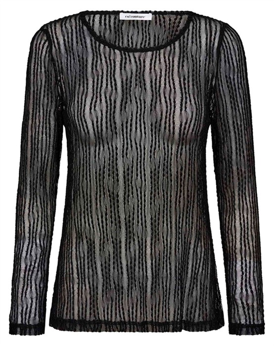 Co'couture - Barb Cc Oneck Bluse - Sort - S - byKalstrup.dk