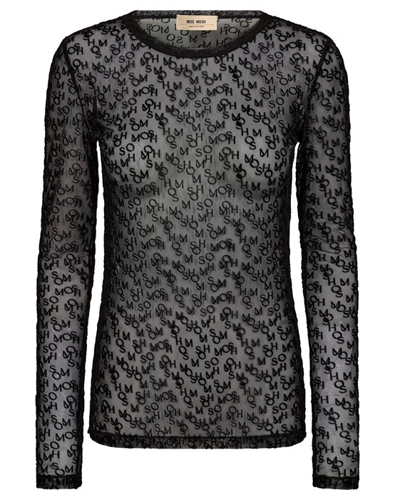 Mos Mosh - Mmloretta Mono Mesh Blouse - Sort - L - byKalstrup.dk