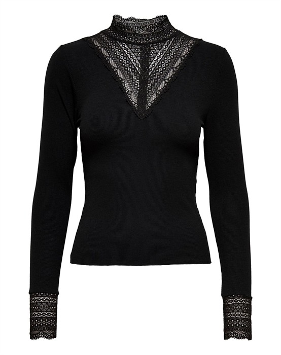 Only - Tilde High Neck Lace Bluse - byKalstrup.dk