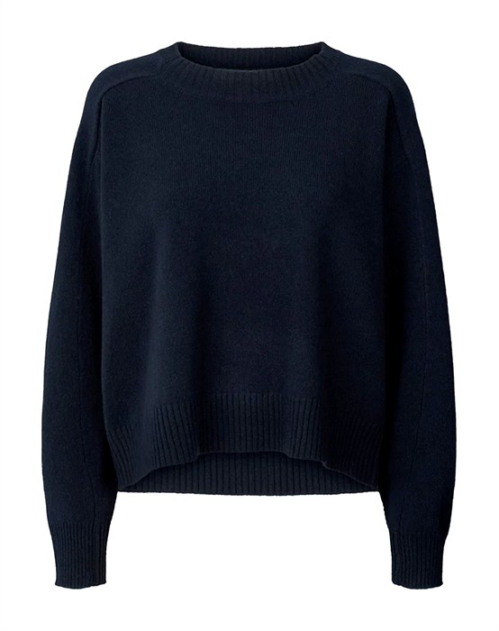 Rabens Saloner - Dalani Pure Wool Boxy Strik - Navy - Xs - byKalstrup.dk