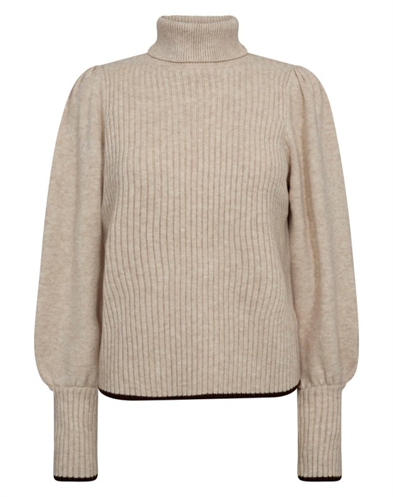 Co'couture - Row Cc Puff Rib Roll Neck Strik - Creme - byKalstrup.dk