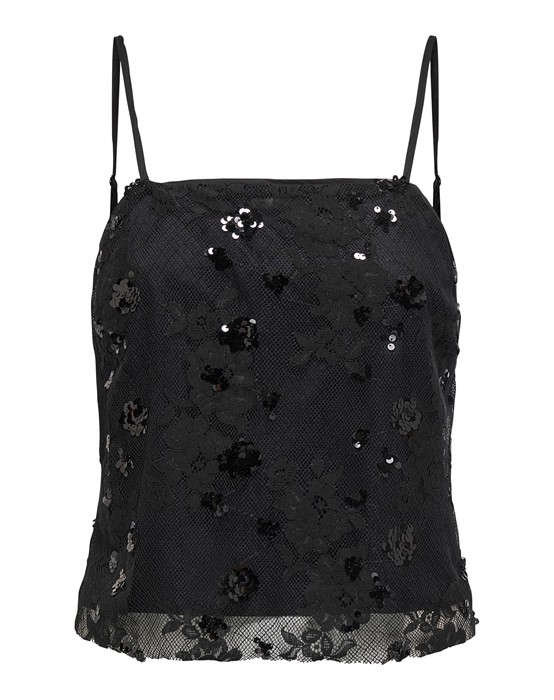 Only - Onlsinna Lace Singlet Top - Sort - byKalstrup.dk
