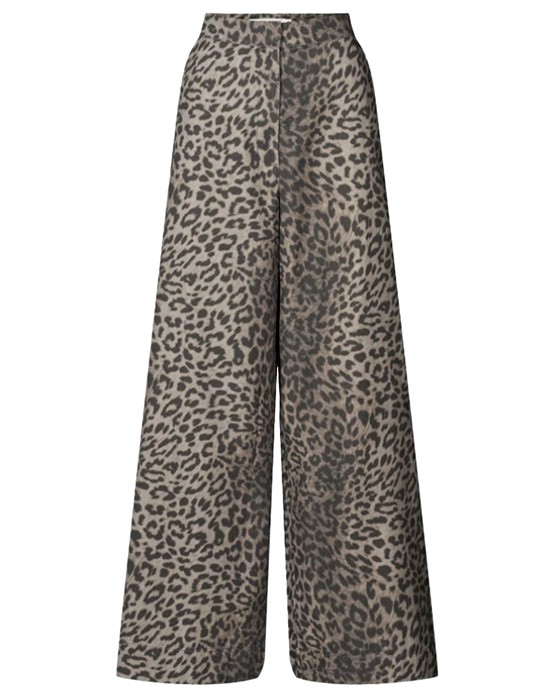 Rabens Saloner - Inja Leopard Mønstret Wide Leg Bukser - Snow Leopard - byKalstrup.dk