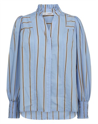 Amora CC Stripe V-Neck Skjorte - Pale Blue
