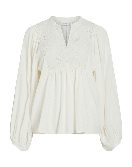 Vila - Vityra Lace Bluse - Snow Hvid - 40 - byKalstrup.dk