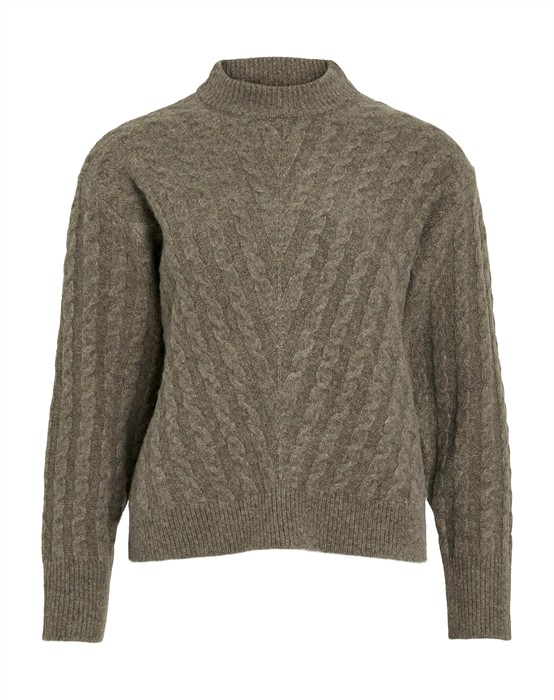 Vila - Virelli Highneck L/s Cable Strik - Falcon - byKalstrup.dk
