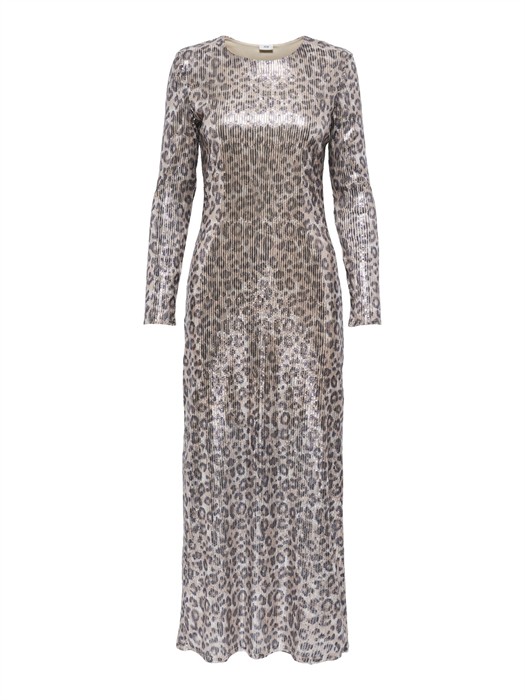 Jdyleona Sequin Lang Kjole - Brun Rice/Leopard - byKalstrup.dk