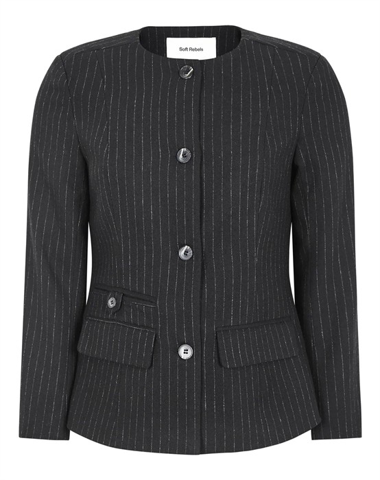 Soft Rebels - Sryvonne Round Neck Blazer - Sort - byKalstrup.dk