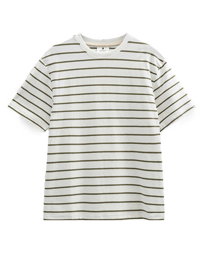 Anerkjendt - Akvillads Structure Stribet T-shirt - Tofu - byKalstrup.dk