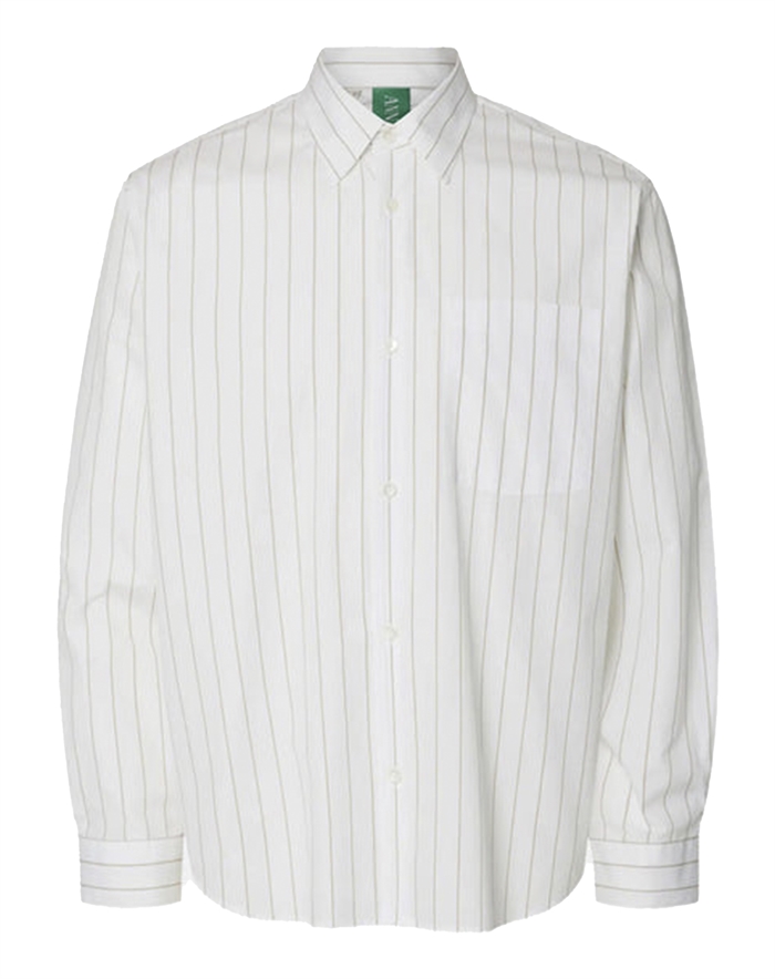 Annarr - Anraslund Classic Stribet Skjorte - Brilliant Hvid/Stribets - byKalstrup.dk