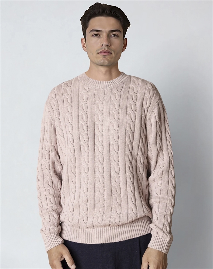 Clean Cut Copenhagen - August Cable Knitted Jumper Strik - Violet Ice - byKalstrup.dk
