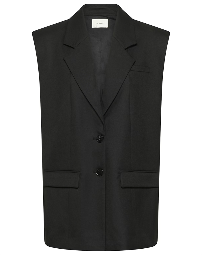 Gestuz - Gzpaula Long Vest - Sort - byKalstrup.dk
