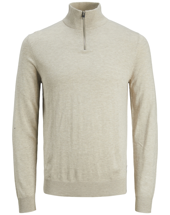 Jack & Jones Junior - Jjeemil Half Zip Strik - Oatmeal - byKalstrup.dk