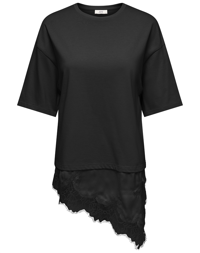 Jdy - Jdyalma Lace Detail T-shirt - Sort - byKalstrup.dk