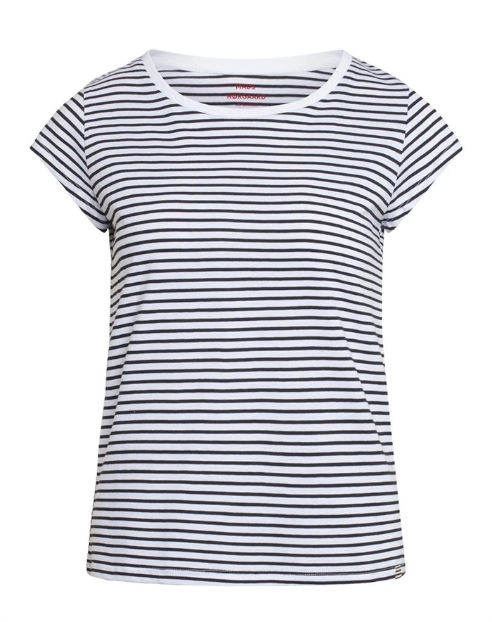 Mads Nã ̧Rgaard - Organic Favorite Stribet Teasy T-shirt - Hvid/Sort - S - byKalstrup.dk