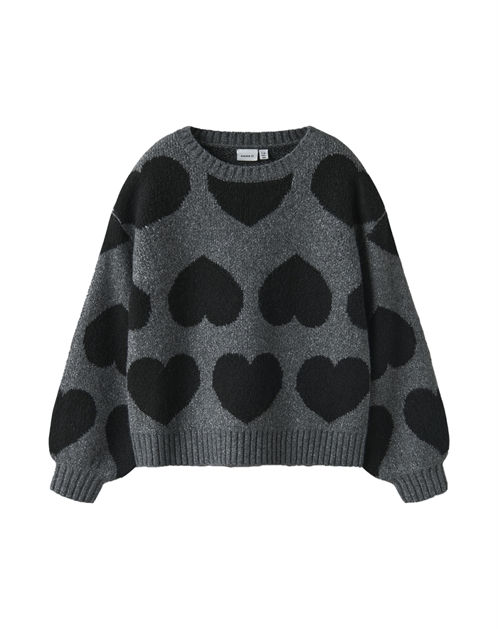 Name It - Nfkbrena Loose Strik - Dark Grå Melange - 122/128 - byKalstrup.dk