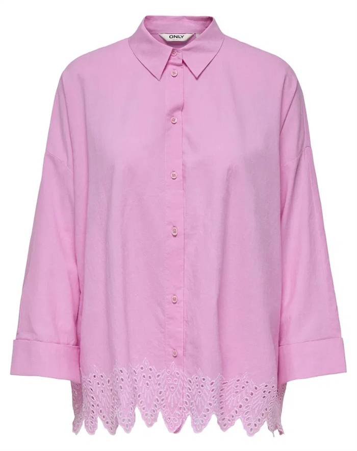 Only - Graces Tulum Embroidery Skjorte - Fuchsia Lyserød - byKalstrup.dk