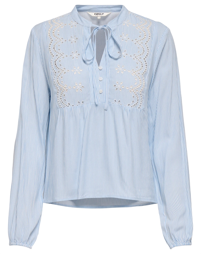 Only - Onllennyo Embroid V-neck Top - Kentucky Blå - byKalstrup.dk