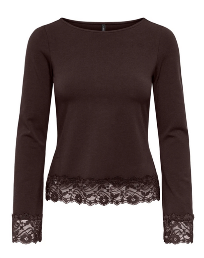 Only - Onllive Love O-neck Lace Top - Chocolate Torte - byKalstrup.dk