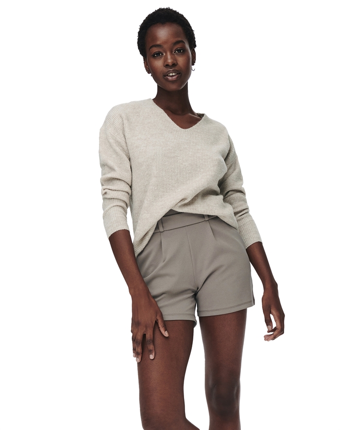 Only - Onlcamilla V-neck L/s Strik - Pumice Stone/melange - L - byKalstrup.dk