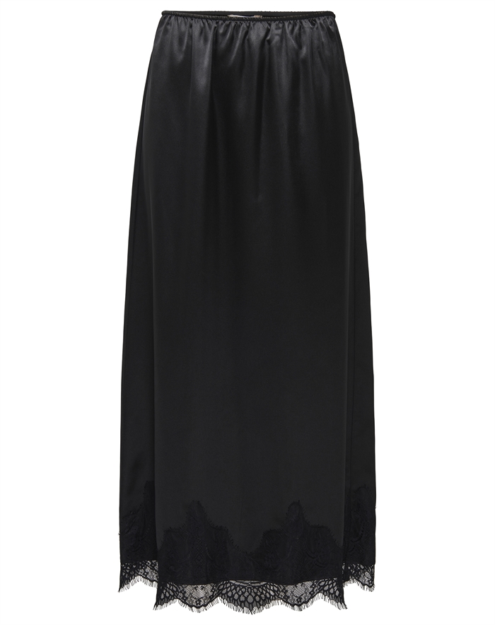 Only - Onlbella Satin Lace Nederdel - Sort - byKalstrup.dk