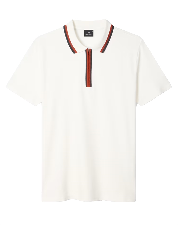 Paul Smith - Contrast Tipping Zip Polo - Hvid - byKalstrup.dk