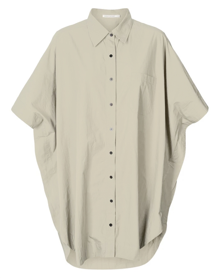 Rabens Saloner - Berta Poplin Curved Hem Skjortekjole - Clay - byKalstrup.dk