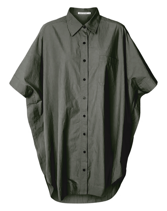 Rabens Saloner - Berta Poplin Curved Hem Skjortekjole - Faded Sort - Xs/s - byKalstrup.dk