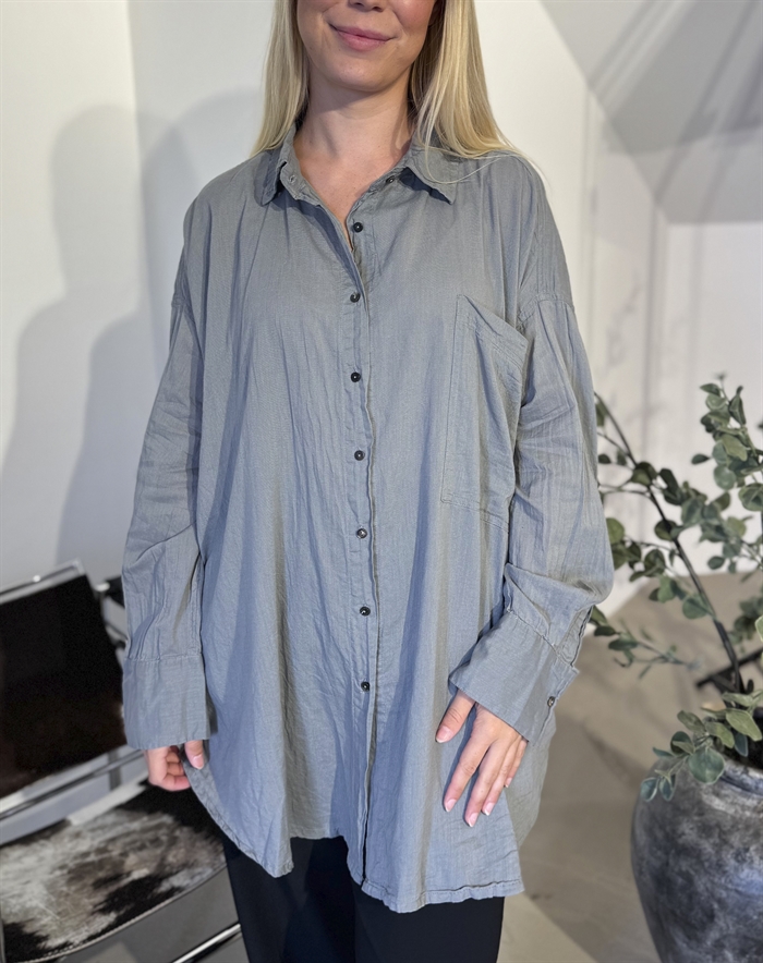 Rabens Saloner - Noah Cotton Oversized Skjorte - Grå Mist - byKalstrup.dk