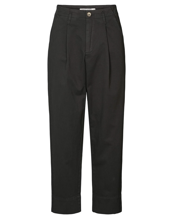 Rabens Saloner - Raina Canvas Light Pleat Bukser - Faded Sort - M - byKalstrup.dk