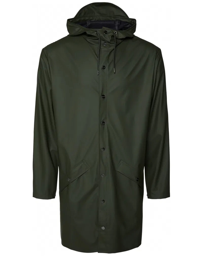 Rains - Lang Regnjakke - Unisex - Grøn - Xs - byKalstrup.dk