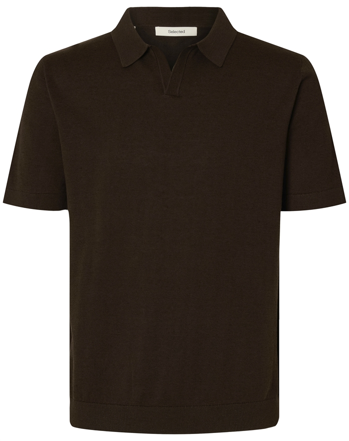 Selected - Slhmattias Linen Blend Open Polo - Delicioso - byKalstrup.dk