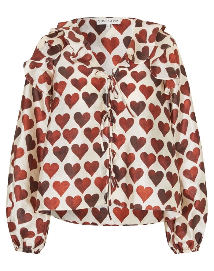 Stine Goya - Multi Ruffle Raglan Top - Hearts - byKalstrup.dk