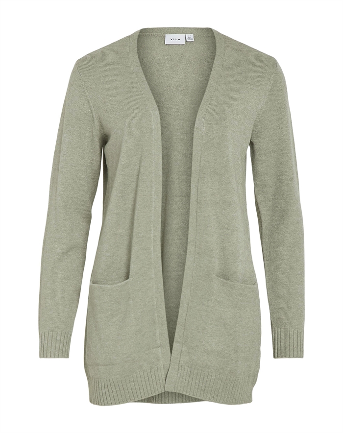 Vila - Viril Open Strik Cardigan - Oil Grøn - byKalstrup.dk