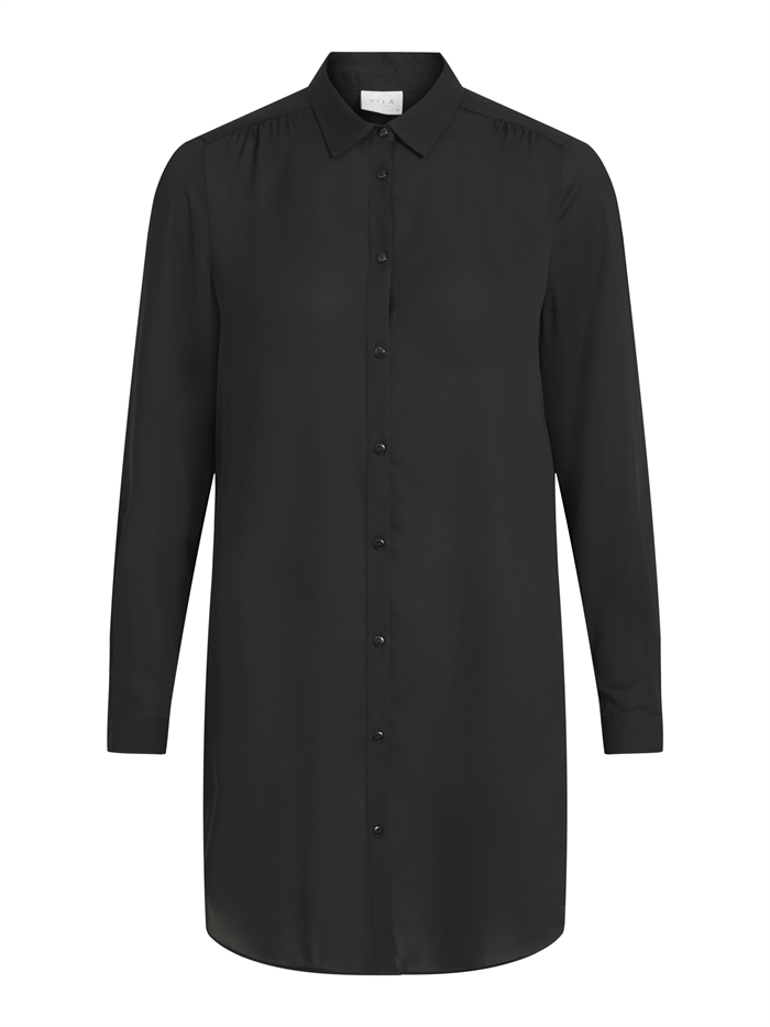 Vila - Vilucy Button L/s Tunic Skjorte - Sort - byKalstrup.dk